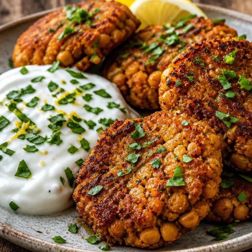 Ultimate Mediterranean Lemon Chickpea Patties with Yogurt Sauce