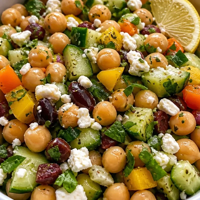 15-Minute Mediterranean Chickpea Salad with fresh vegetables and herbs
