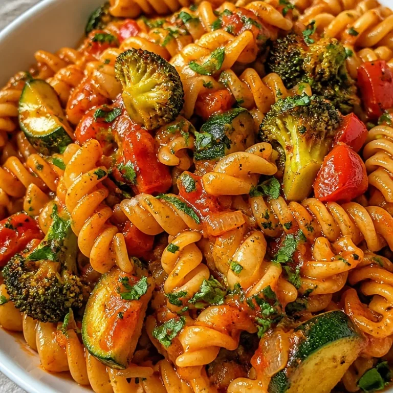 Delicious 20-minute pasta dish featuring vibrant vegetables.