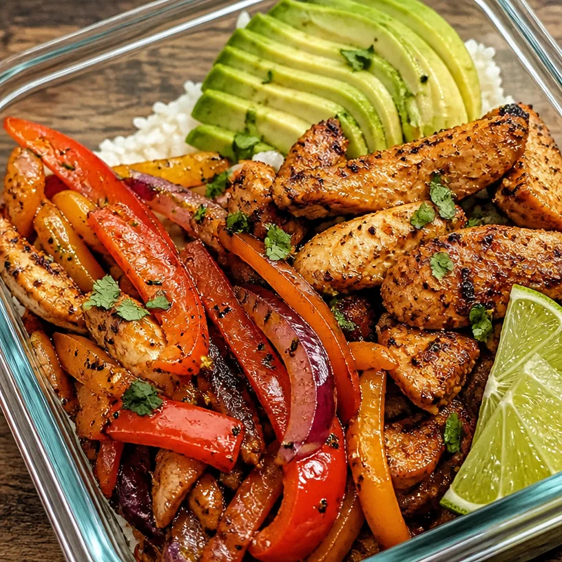 Delicious chicken fajita meal prep bowls with colorful vegetables