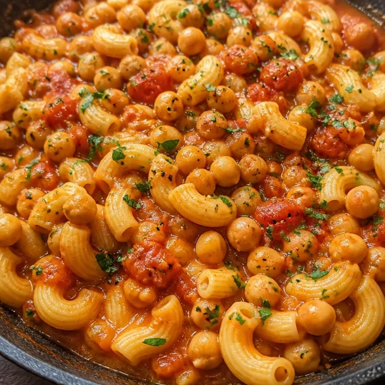 Bowl of Chickpea Paprikash garnished with herbs, showcasing a hearty vegan dish.