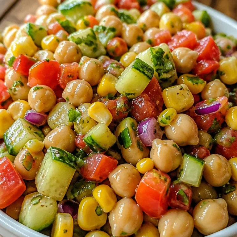 Corn and Chickpea Fiesta Salad with cilantro-lime vinaigrette in a bowl.