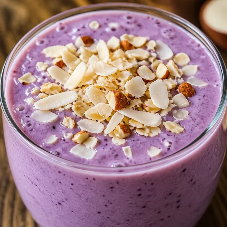 Healthy cottage cheese smoothie in a glass with fruits and garnish