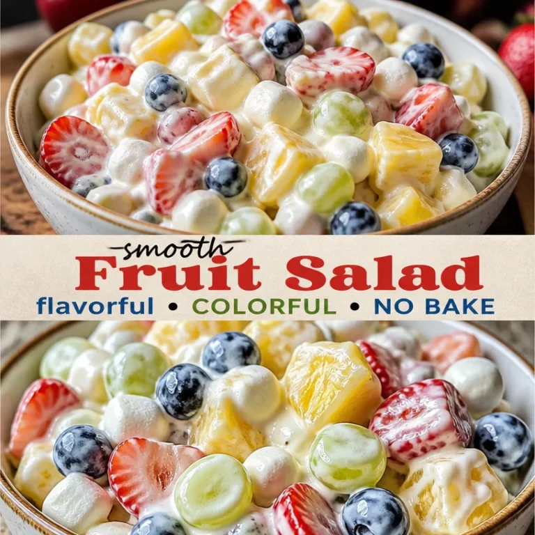 Creamy fruit salad made with fresh fruits and a rich dressing