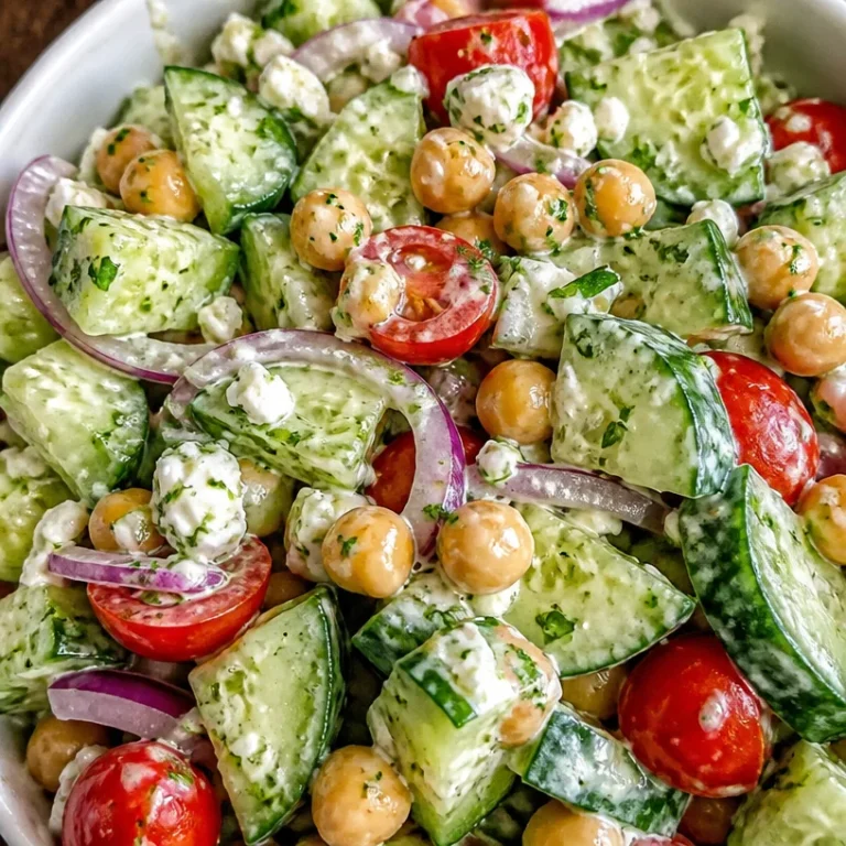 Crispy cucumber and chickpea ranch salad served in a bowl