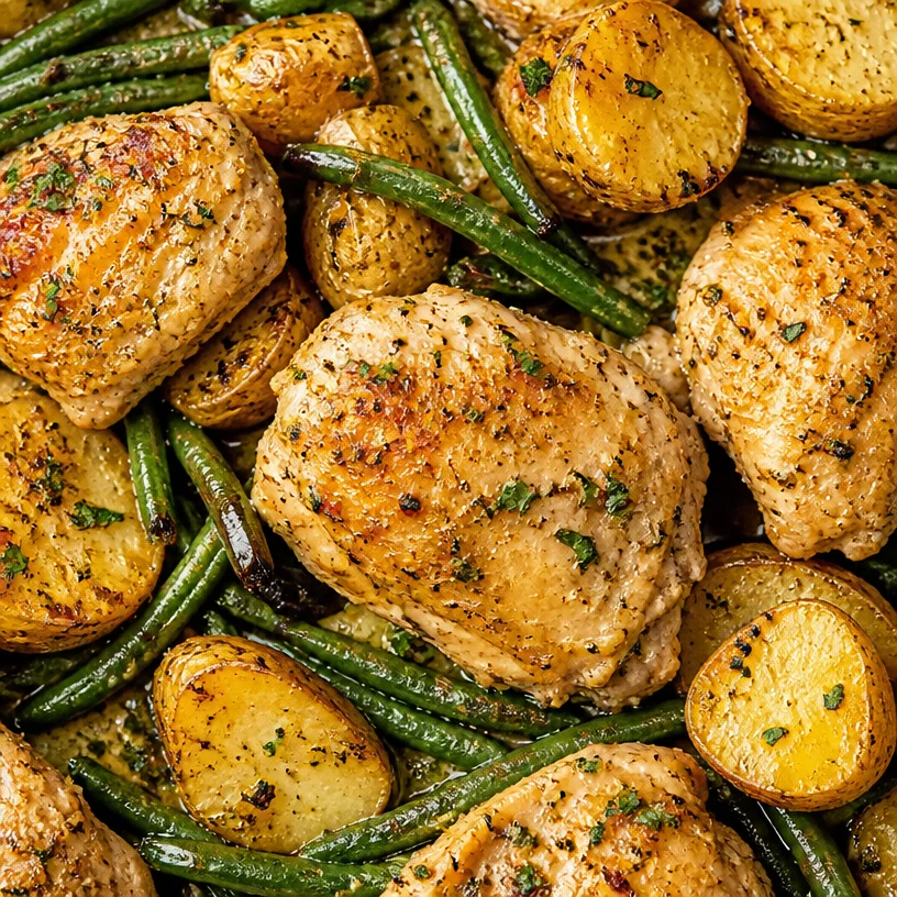 Easy Ranch Chicken Sheet Pan Meal with vegetables on a baking tray