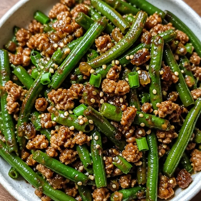 Ground Turkey and Green Beans Stir-Fry in a colorful bowl