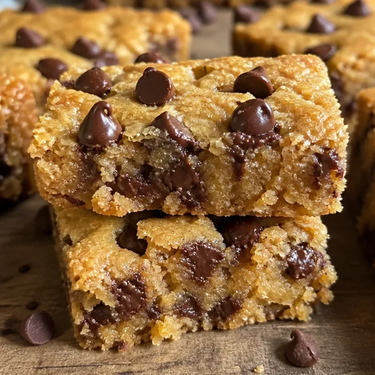 Delicious healthy chickpea blondies topped with chocolate chips