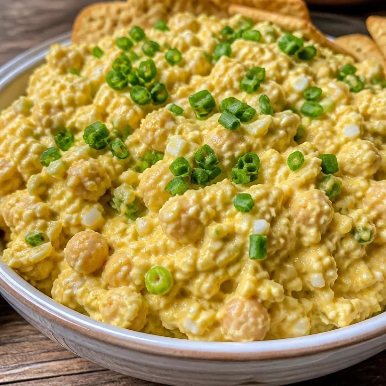 High Protein Chickpea Egg Salad in a bowl with fresh ingredients