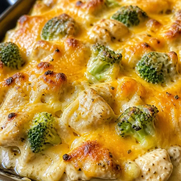 Low carb chicken casserole with veggies and cheese in a baking dish.