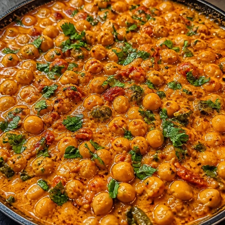 Marry Me Chickpeas dish topped with herbs and spices for a flavorful meal.