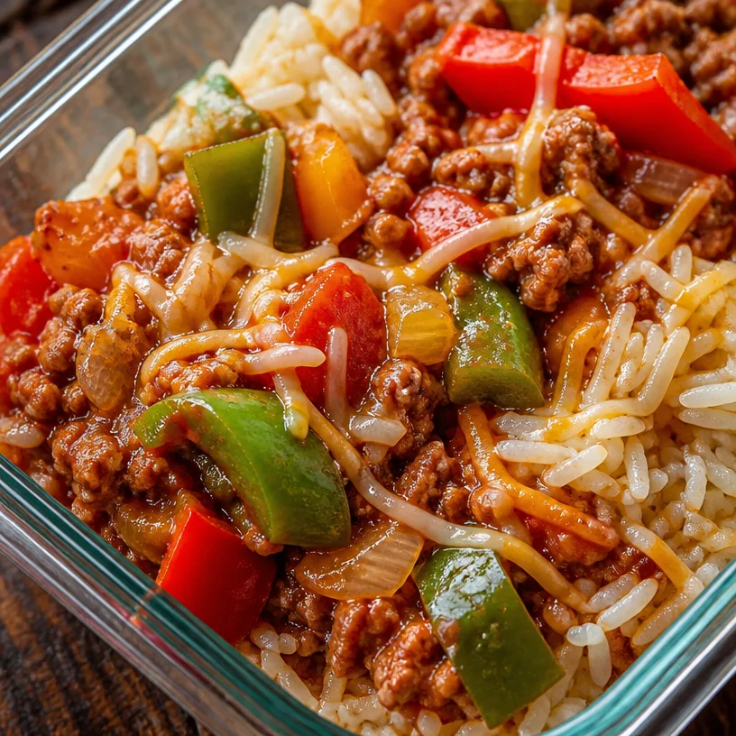 Meal prep unstuffed pepper bowls filled with healthy ingredients.