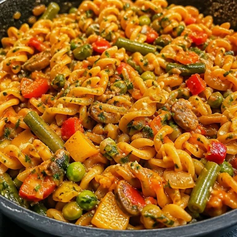 One Pot Loaded Vegetable Pasta with fresh vegetables and herbs