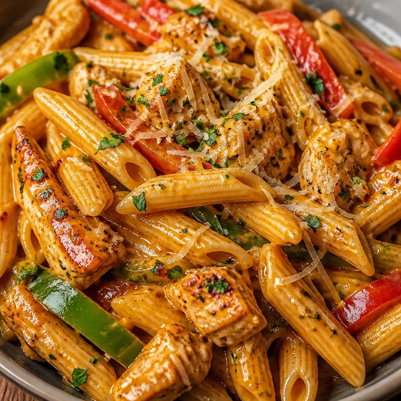 A bowl of Rasta Pasta featuring colorful vegetables and spices.