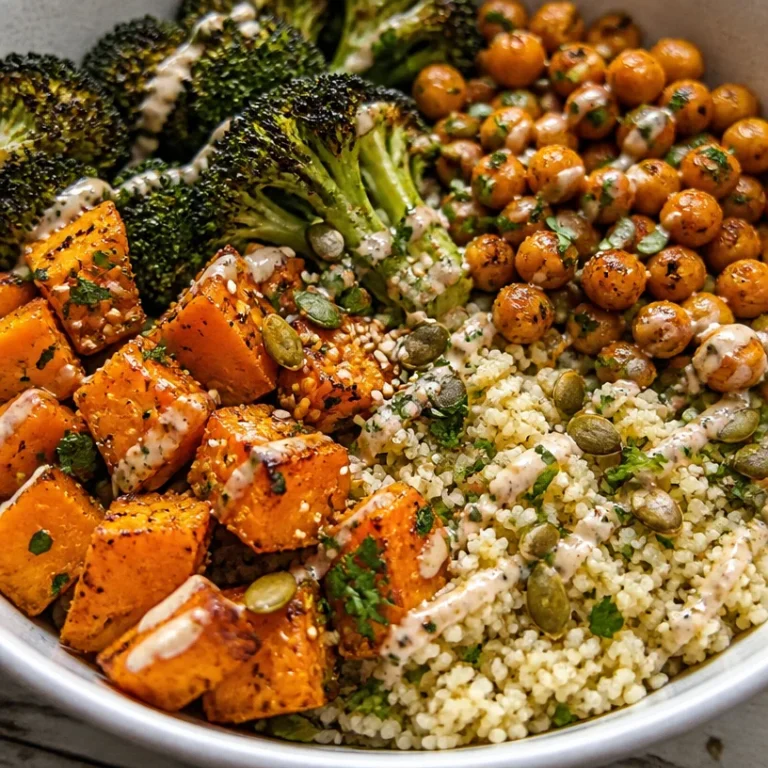 Delicious Roasted Veggie Bowl with colorful vegetables and grains.