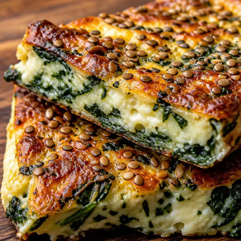 Spinach Cottage Cheese Flagels topped with fresh herbs