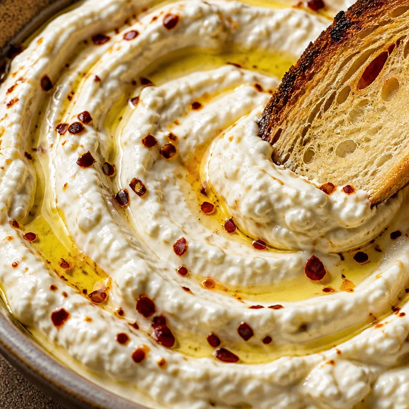 Creamy whipped feta dip served with fresh vegetables and pita bread