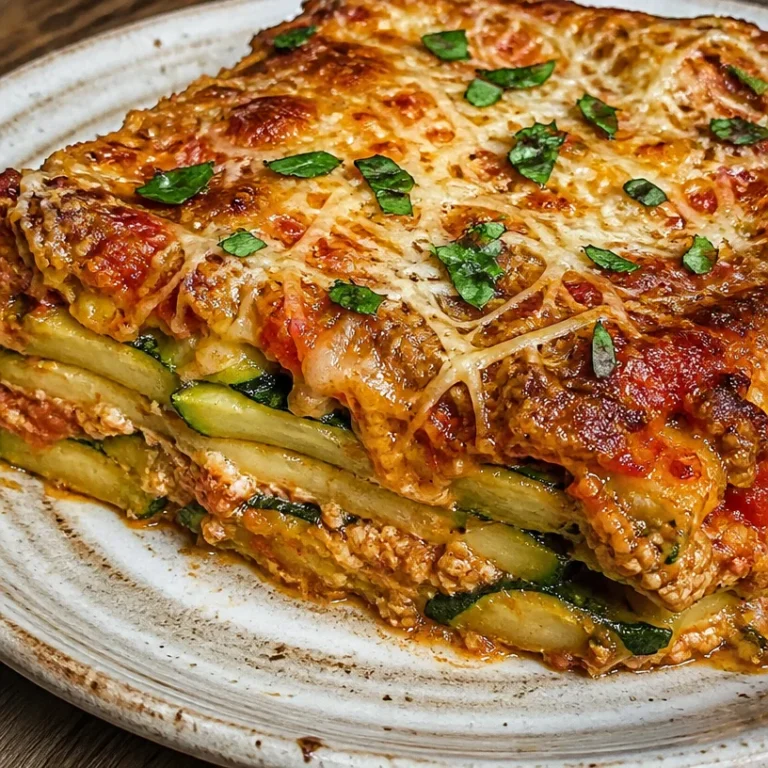 Delicious Zucchini Lasagna with cheese and tomato sauce