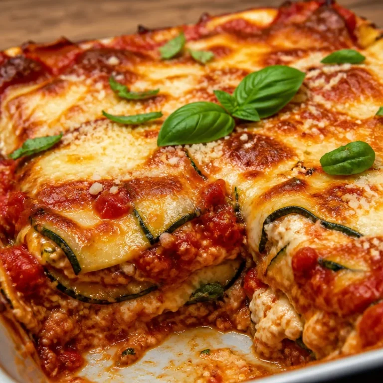 Non watery Zucchini Lasagna with layers of zucchini and cheese
