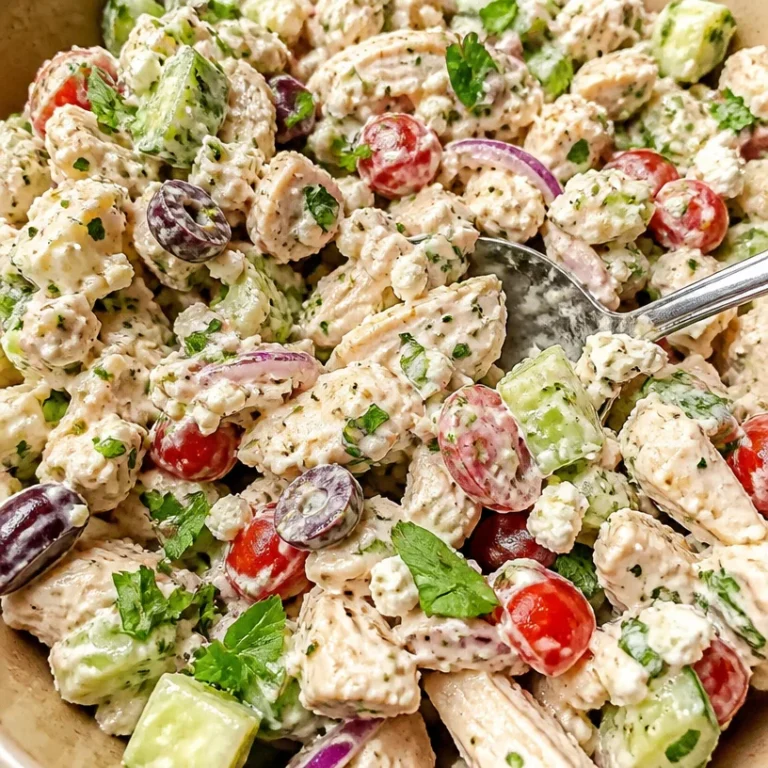 Creamy Greek yogurt chicken salad in a bowl with fresh ingredients.