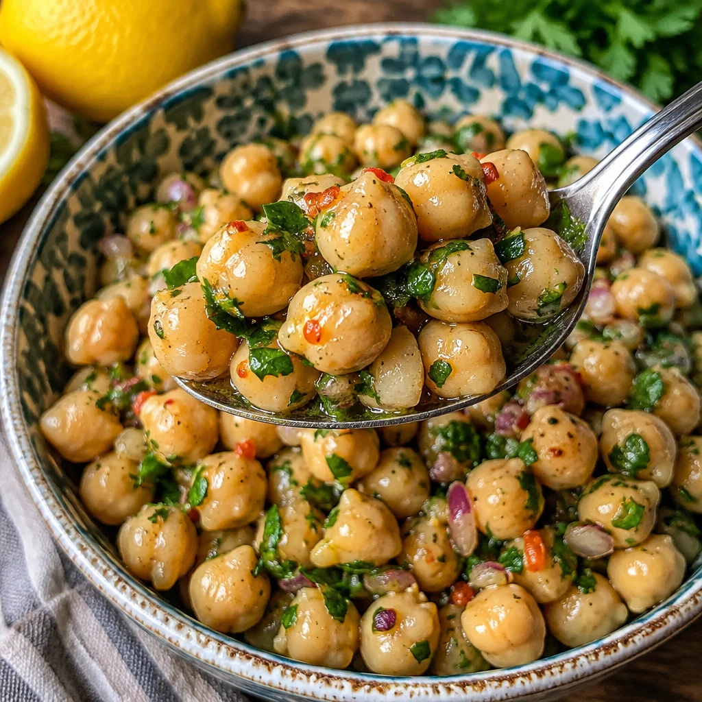 Delicious easy Lemon Herb Chickpea Salad with fresh ingredients and vibrant colors