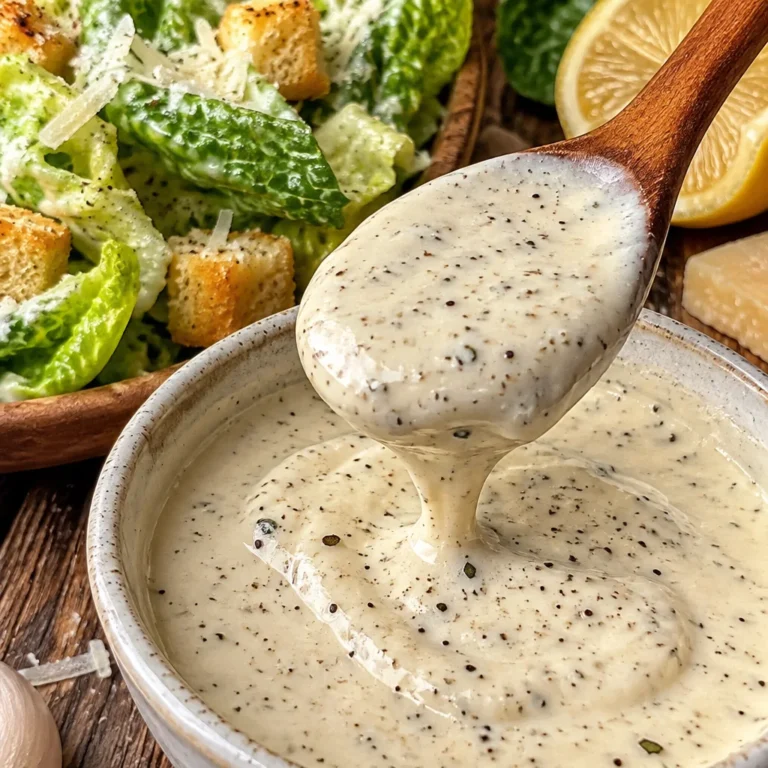 Bowl of Greek Yogurt Caesar Dressing paired with fresh greens