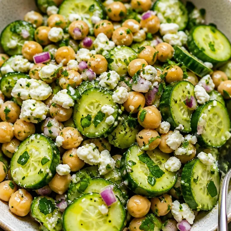Mediterranean Cucumber Chickpea Salad with fresh vegetables and herbs