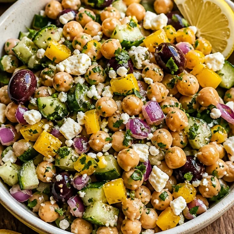 Quick Mediterranean Chickpea Salad with Feta in a bowl