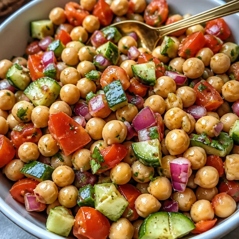 Fresh and colorful simple chickpea salad with vegetables.