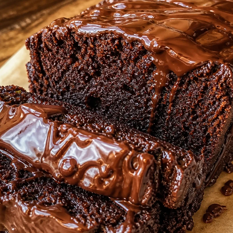 Delicious Vegan Chocolate Loaf Cake ready to be served on a wooden table