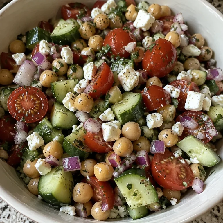 Chickpea cucumber salad with fresh vegetables in a bowl