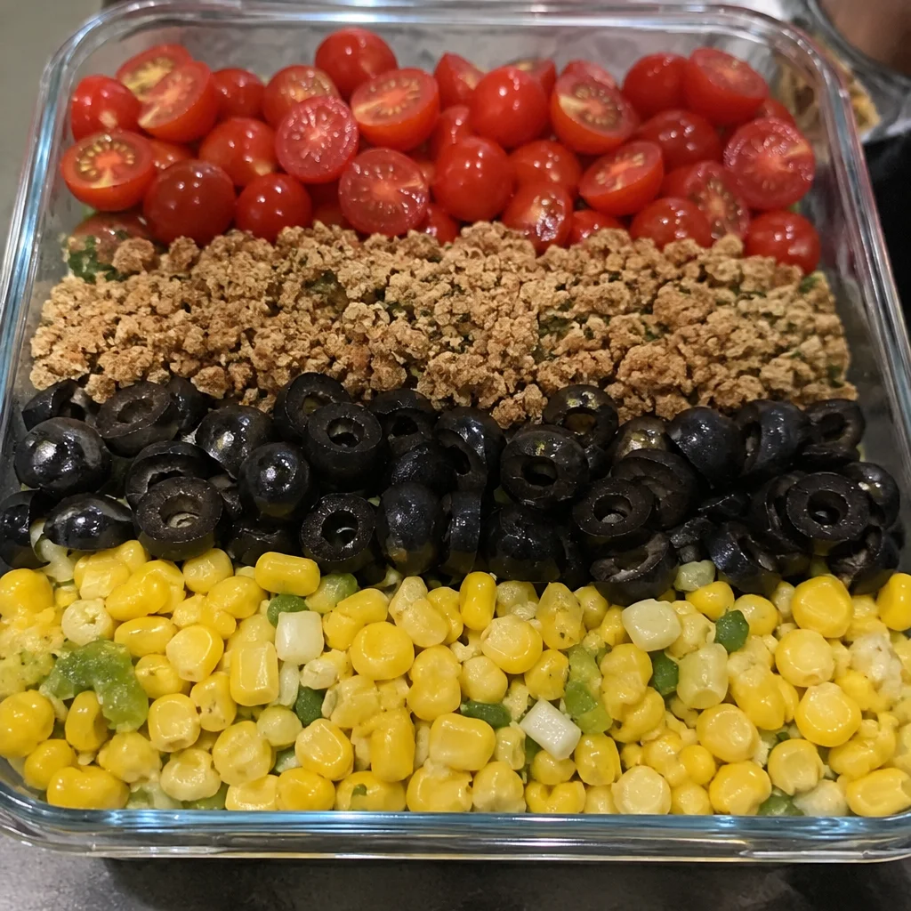 Healthy ground chicken burrito bowl with fresh toppings and ingredients