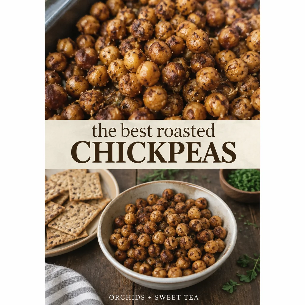 A bowl of crispy roasted chickpeas seasoned with spices
